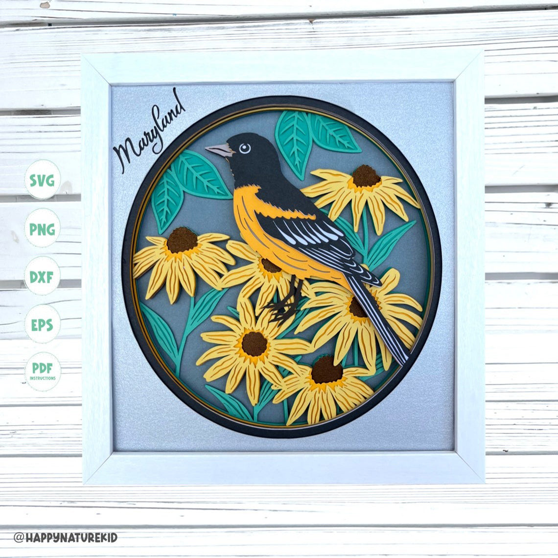 3d Baltimore Oriole shadow box svg, 3d Layered svg, Maryland State Bird svg, 3d Bird shadow box svg, 3d svg, Svg files for Cricut