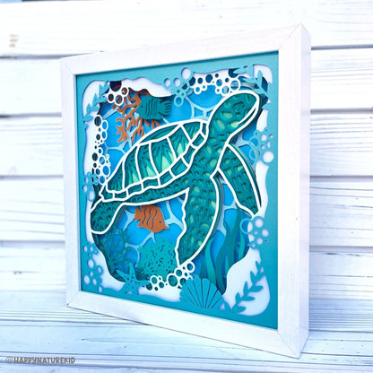 3d Sea Turtle shadow box svg 3d Turtle shadow box svg Cardstock svg Files for Cricut 3d Layered svg Paper cut 3d svg Beach shadow box svg