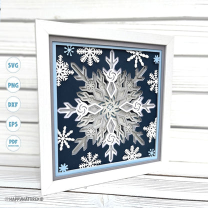 Snowflake shadow box svg, Layered svg, shadow box svg, 3d svg, Mandala svg, Svg files for Cricut, Christmas svg, 3d layered svg, svg