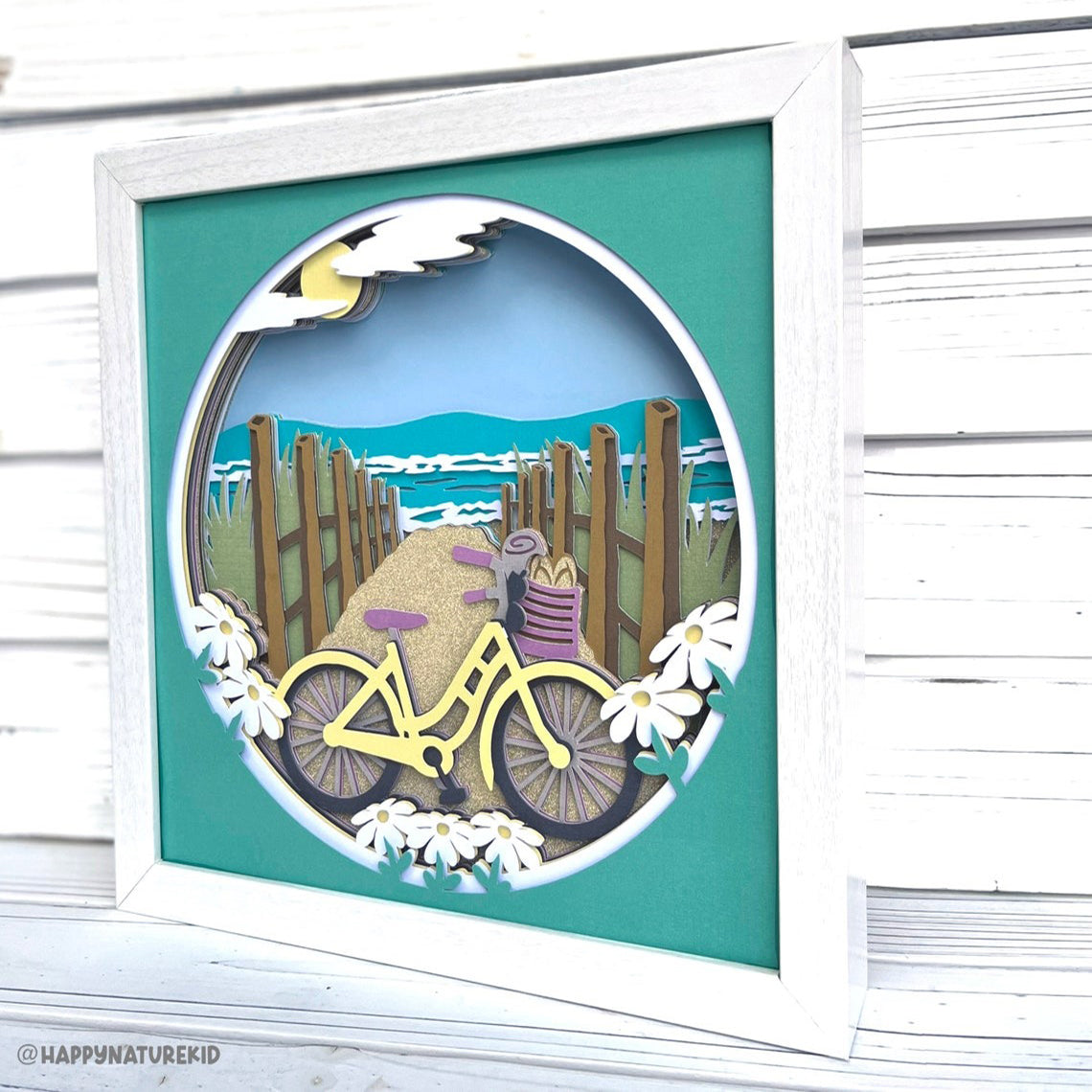 3d Beach Bicycle shadow box svg 3d Beach svg 3d Layered svg files for Cricut Cardstock svg 3d Mandala svg Paper cut svg Beach scene svg