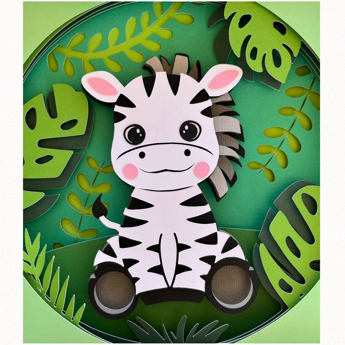 Zebra Jungle Shadow Box SVG, Shadow Box SVG, Zebra SVG, 3d Svg, Cricut svg, Layered svg