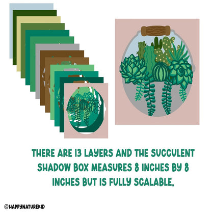 3d Succulent shadow box svg 3d Layered svg Cardstock svg files for Cricut Succulent svg 3d succulent svg Spring shadow box svg Greenery svg