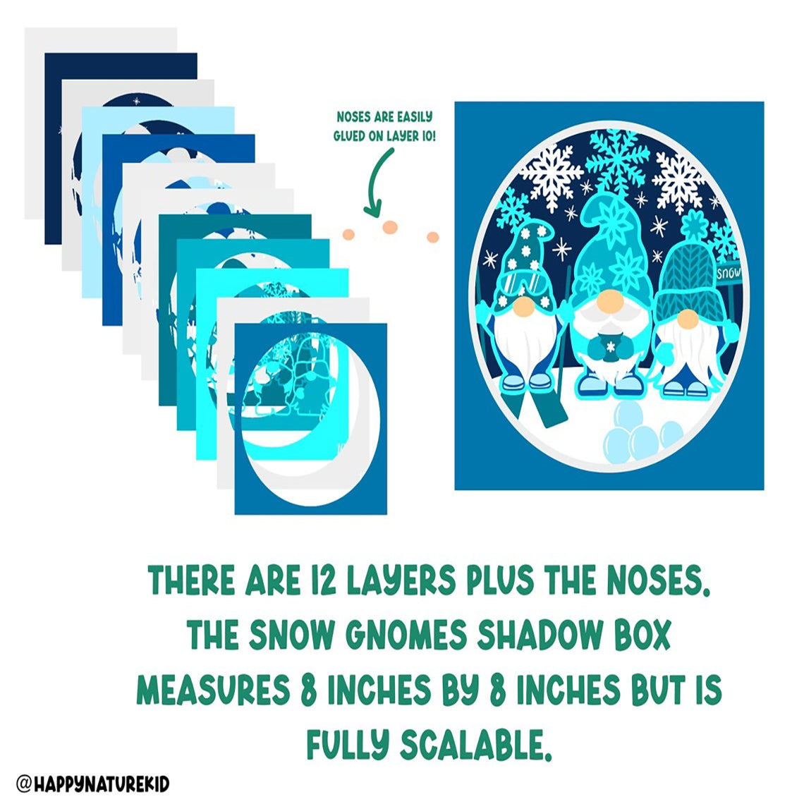 3d Snow Gnomes Shadow Box svg Gnome Shadow box svg 3d Layered svg, 3d svg Card stock svg 3d Mandala svg svg files for Cricut Silhouette svg