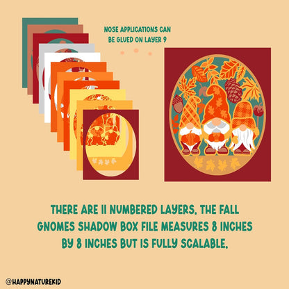 3d Fall Gnomes shadow box svg, Gnomes svg, Fall shadow box svg, 3d Layered svg, 3d svg, Svg files for Cricut, Cricut Projects, Cardstock svg