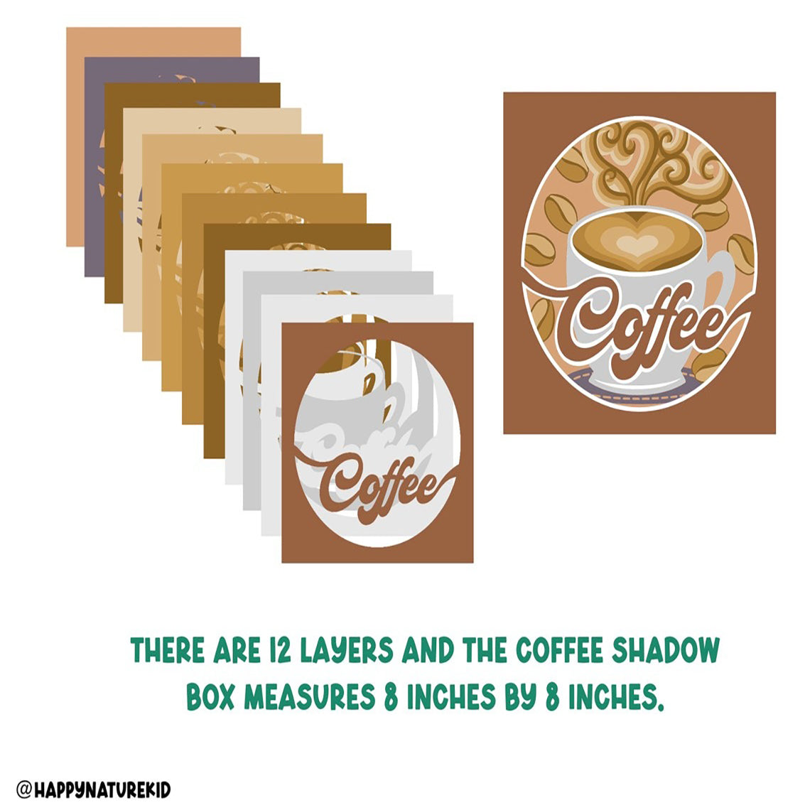 Coffee shadow box svg, shadow box svg, coffee svg, Cricut svg, card stock svg, layered svg, 3d svg