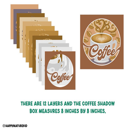 Coffee shadow box svg, shadow box svg, coffee svg, Cricut svg, card stock svg, layered svg, 3d svg